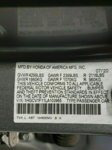 Photo 9 VIN: 1HGCV1F11LA103965 - HONDA ACCORD LX 