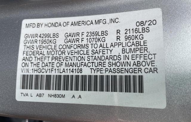 Photo 9 VIN: 1HGCV1F11LA114108 - HONDA ACCORD LX 