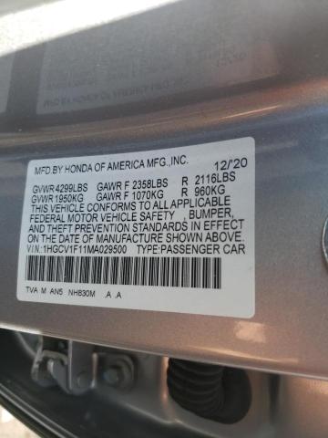 Photo 9 VIN: 1HGCV1F11MA029500 - HONDA ACCORD LX 