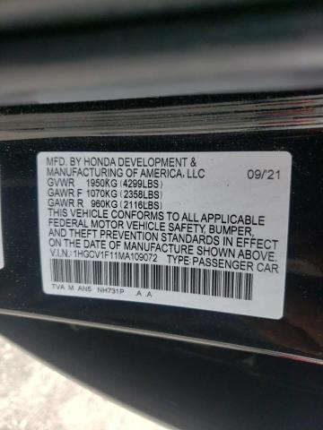 Photo 9 VIN: 1HGCV1F11MA109072 - HONDA ACCORD LX 