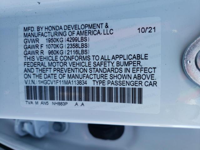 Photo 9 VIN: 1HGCV1F11MA113834 - HONDA ACCORD 