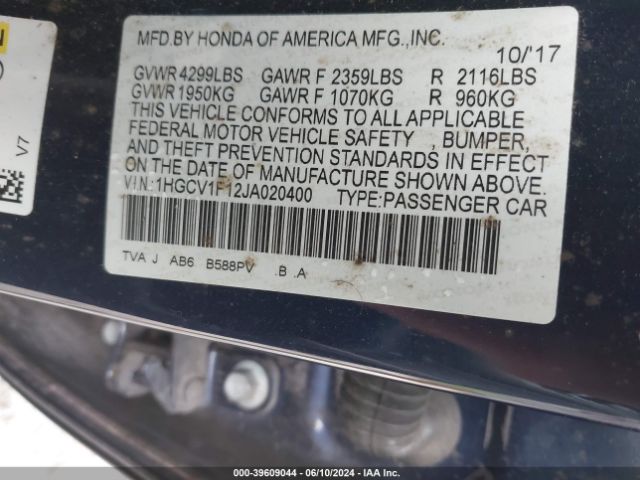 Photo 8 VIN: 1HGCV1F12JA020400 - HONDA ACCORD 