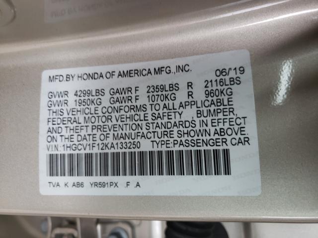 Photo 9 VIN: 1HGCV1F12KA133250 - HONDA ACCORD LX 