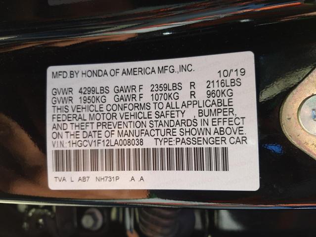 Photo 9 VIN: 1HGCV1F12LA008038 - HONDA ACCORD LX 