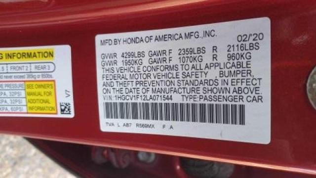 Photo 9 VIN: 1HGCV1F12LA071544 - HONDA ACCORD 