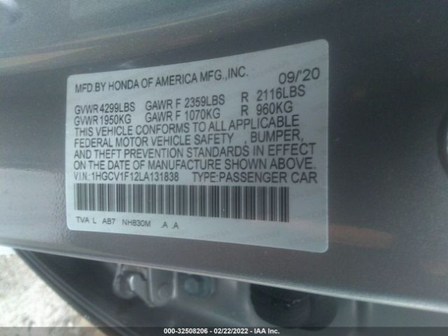 Photo 8 VIN: 1HGCV1F12LA131838 - HONDA ACCORD SEDAN 