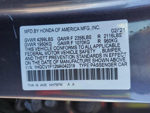 Photo 12 VIN: 1HGCV1F12MA042319 - HONDA ACCORD 