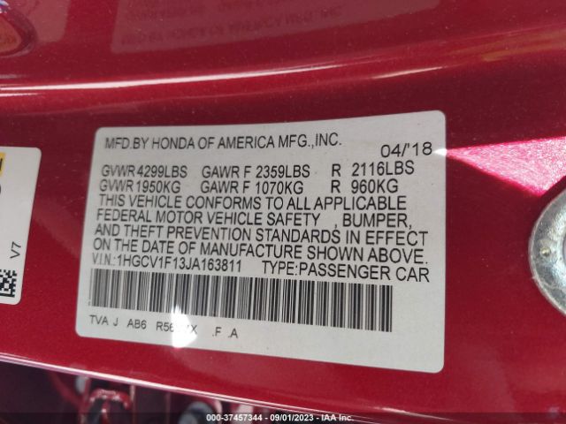 Photo 8 VIN: 1HGCV1F13JA163811 - HONDA ACCORD 