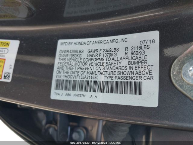 Photo 8 VIN: 1HGCV1F13JA211680 - HONDA ACCORD 