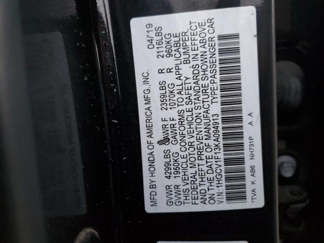 Photo 11 VIN: 1HGCV1F13KA094913 - HONDA ACCORD LX 