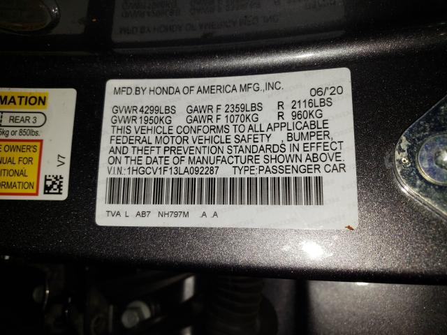 Photo 9 VIN: 1HGCV1F13LA092287 - HONDA ACCORD LX 