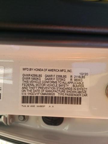 Photo 9 VIN: 1HGCV1F13MA008020 - HONDA ACCORD LX 