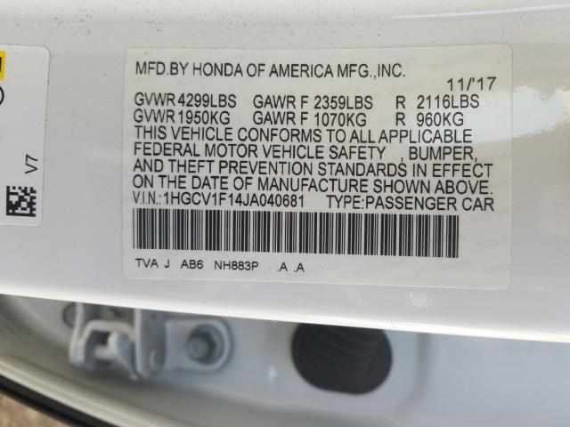 Photo 9 VIN: 1HGCV1F14JA040681 - HONDA ACCORD LX 