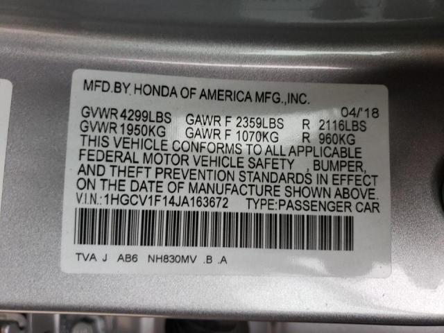 Photo 9 VIN: 1HGCV1F14JA163672 - HONDA ACCORD LX 