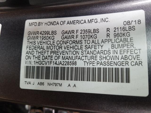 Photo 9 VIN: 1HGCV1F14JA228598 - HONDA ACCORD LX 