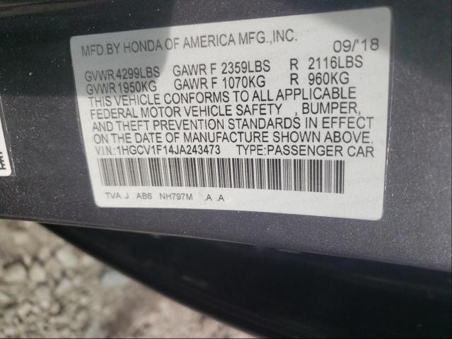 Photo 9 VIN: 1HGCV1F14JA243473 - HONDA ACCORD LX 