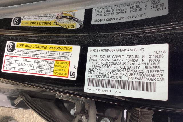 Photo 9 VIN: 1HGCV1F14JA268776 - HONDA ACCORD LX 