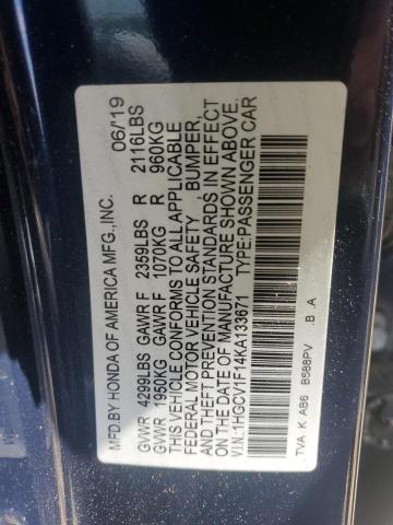 Photo 11 VIN: 1HGCV1F14KA133671 - HONDA ACCORD LX 