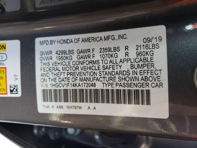 Photo 9 VIN: 1HGCV1F14KA172048 - HONDA ACCORD LX 