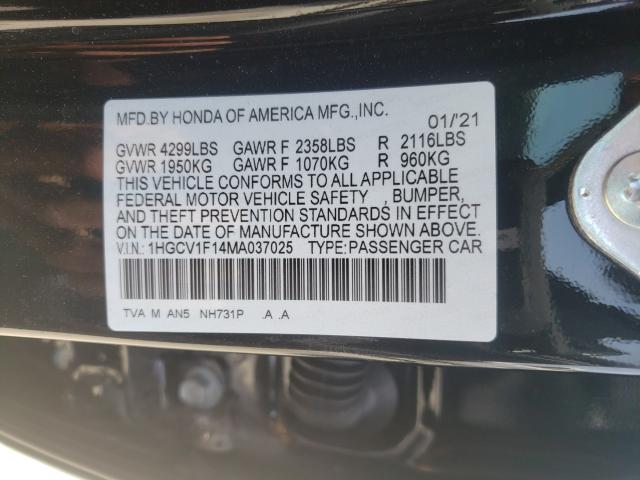 Photo 9 VIN: 1HGCV1F14MA037025 - HONDA ACCORD LX 