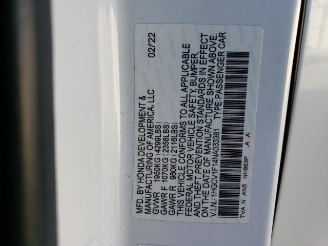 Photo 11 VIN: 1HGCV1F14NA033381 - HONDA ACCORD LX 