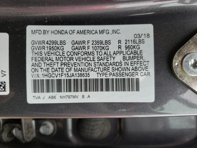 Photo 9 VIN: 1HGCV1F15JA138635 - HONDA ACCORD LX 