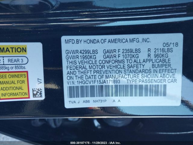 Photo 8 VIN: 1HGCV1F15JA171893 - HONDA ACCORD 