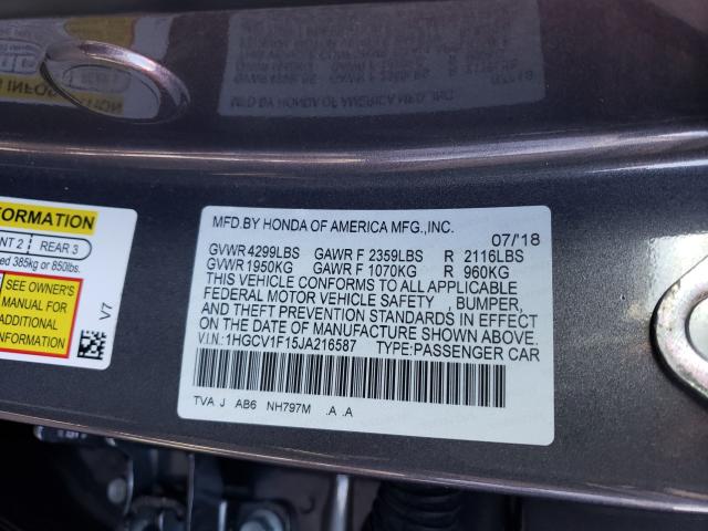 Photo 9 VIN: 1HGCV1F15JA216587 - HONDA ACCORD LX 