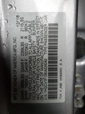 Photo 12 VIN: 1HGCV1F15KA024040 - HONDA ACCORD LX 