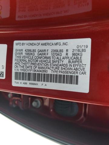 Photo 9 VIN: 1HGCV1F15KA042893 - HONDA ACCORD LX 