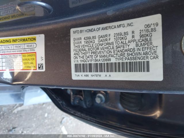 Photo 8 VIN: 1HGCV1F15KA120699 - HONDA ACCORD 