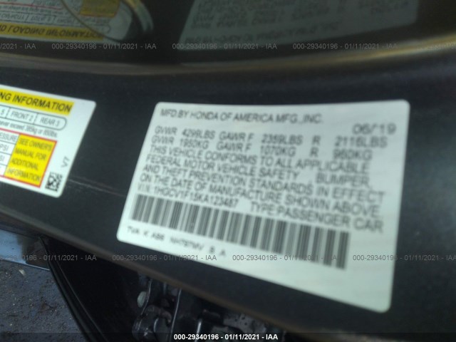 Photo 8 VIN: 1HGCV1F15KA123487 - HONDA ACCORD SEDAN 