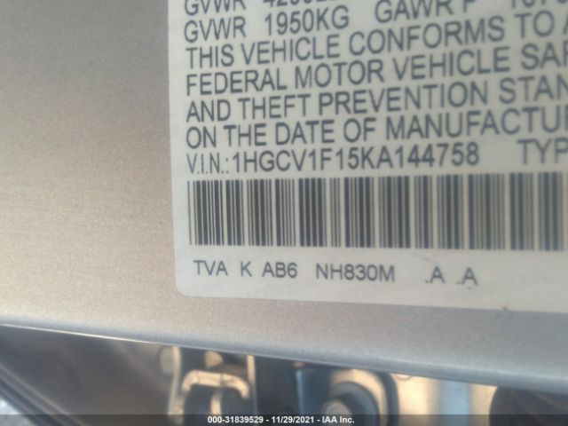 Photo 8 VIN: 1HGCV1F15KA144758 - HONDA ACCORD SEDAN 