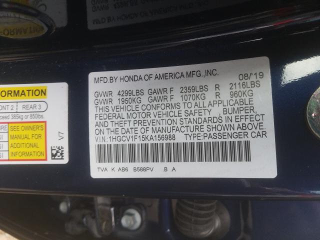 Photo 9 VIN: 1HGCV1F15KA156988 - HONDA ACCORD LX 