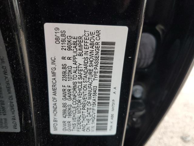 Photo 11 VIN: 1HGCV1F15KA158403 - HONDA ACCORD LX 