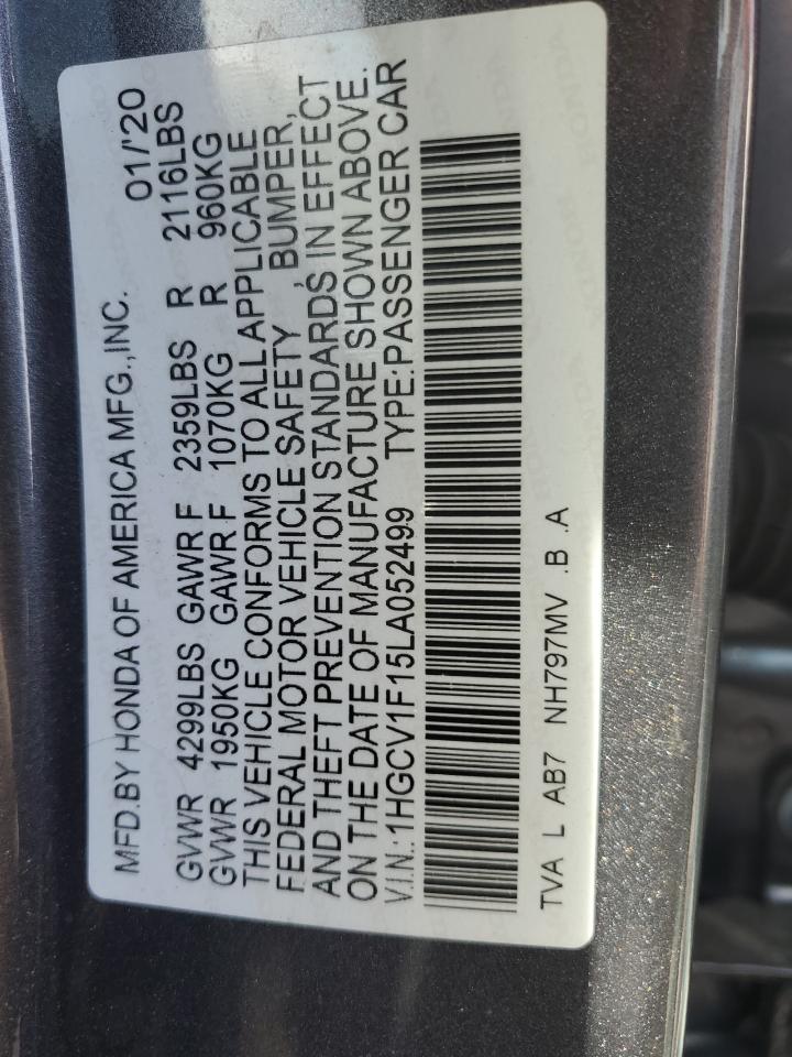 Photo 12 VIN: 1HGCV1F15LA052499 - HONDA ACCORD 