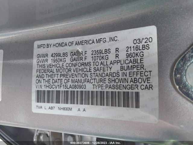 Photo 8 VIN: 1HGCV1F15LA080903 - HONDA ACCORD 