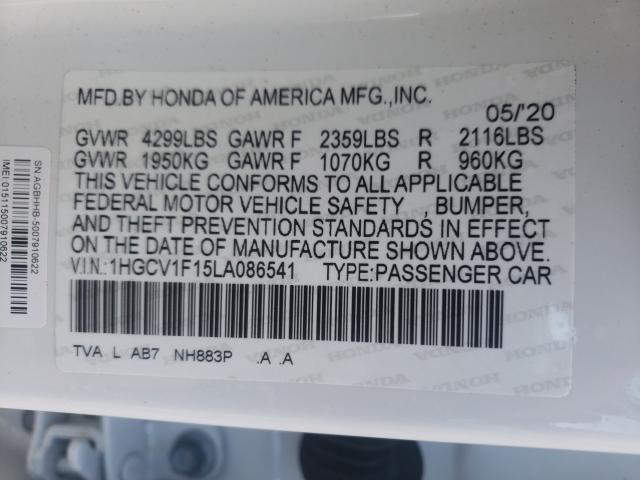 Photo 9 VIN: 1HGCV1F15LA086541 - HONDA ACCORD 