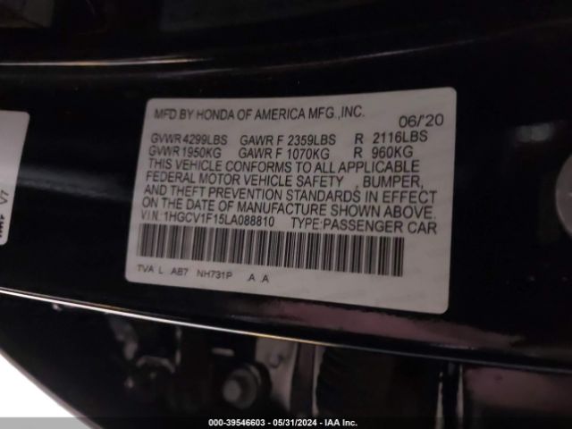 Photo 8 VIN: 1HGCV1F15LA088810 - HONDA ACCORD 