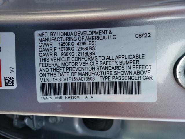 Photo 11 VIN: 1HGCV1F15NA073503 - HONDA ACCORD 