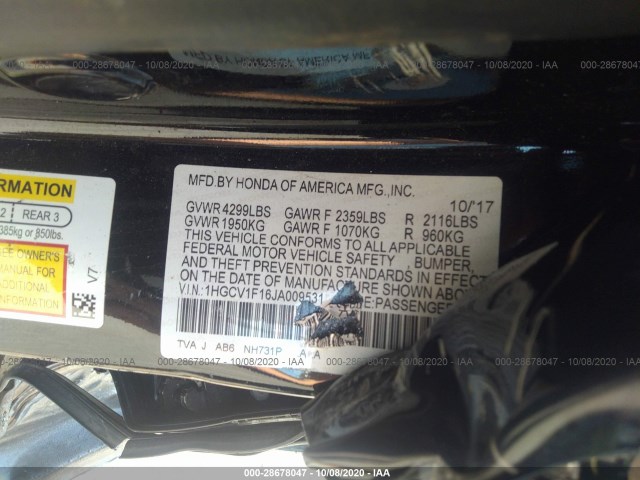 Photo 8 VIN: 1HGCV1F16JA009531 - HONDA ACCORD SEDAN 