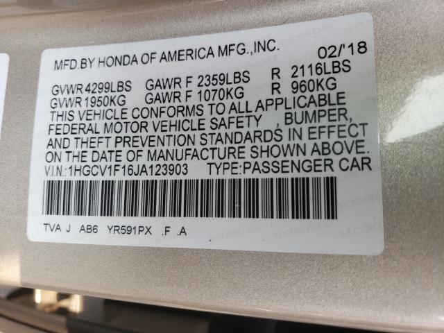 Photo 9 VIN: 1HGCV1F16JA123903 - HONDA ACCORD LX 