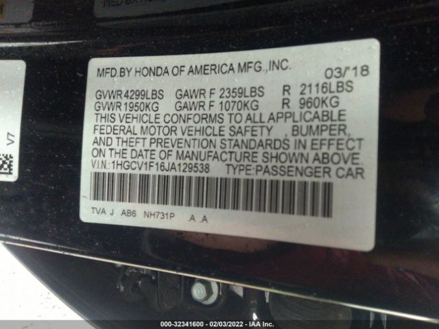 Photo 8 VIN: 1HGCV1F16JA129538 - HONDA ACCORD SEDAN 