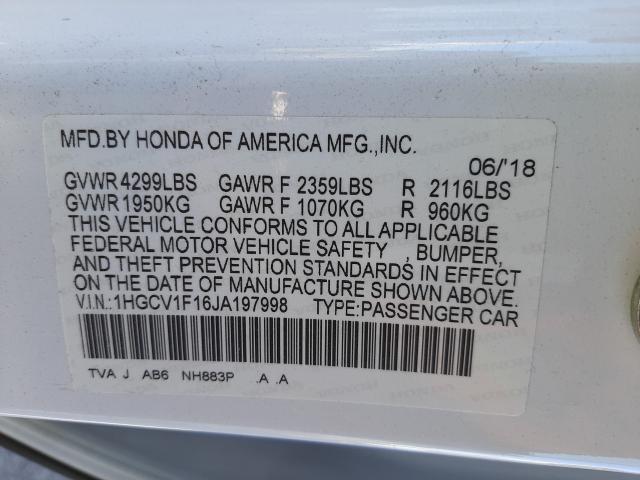 Photo 9 VIN: 1HGCV1F16JA197998 - HONDA ACCORD LX 