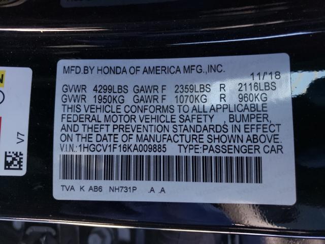 Photo 9 VIN: 1HGCV1F16KA009885 - HONDA ACCORD LX 