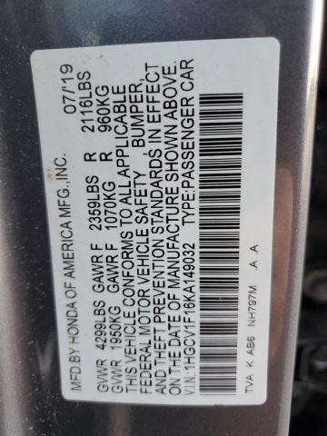 Photo 11 VIN: 1HGCV1F16KA149032 - HONDA ACCORD 