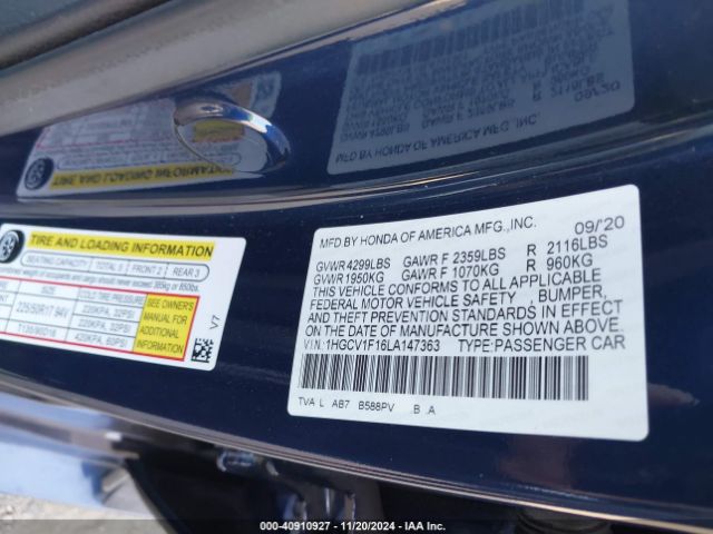 Photo 8 VIN: 1HGCV1F16LA147363 - HONDA ACCORD 