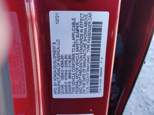 Photo 11 VIN: 1HGCV1F16MA124943 - HONDA ACCORD LX 