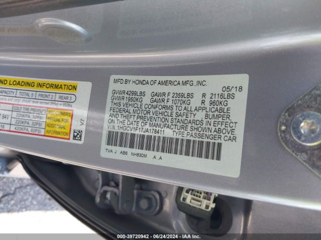 Photo 8 VIN: 1HGCV1F17JA178411 - HONDA ACCORD 