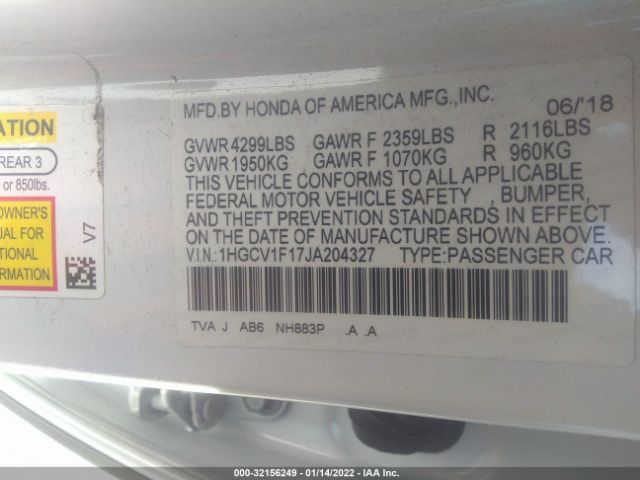 Photo 8 VIN: 1HGCV1F17JA204327 - HONDA ACCORD SEDAN 